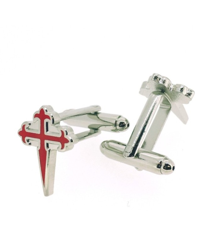 Gemelos para Camisa Cruz de Santiago Plateado