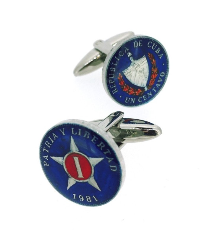 Gemelos para Camisa de Moneda 1 Centavo Cubano Cuban Cufflinks