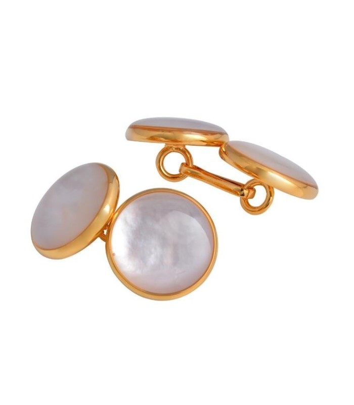 Gemelos para camisa Elegant White Nacar Golden Chain