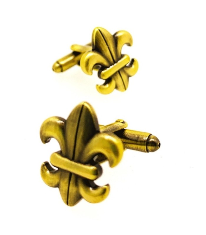 Gemelos para Camisa Flor de Lys old gold 20x16mm