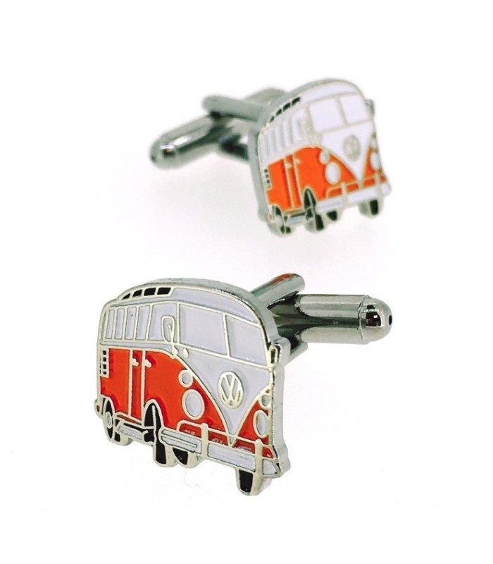 Gemelos para camisa Furgoneta Camper Volkswagen VW Flower Power Naranja