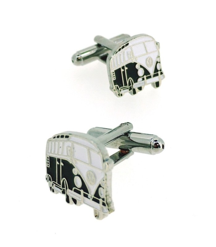 Gemelos para camisa Furgoneta Camper Volkswagen VW Flower Power Negra