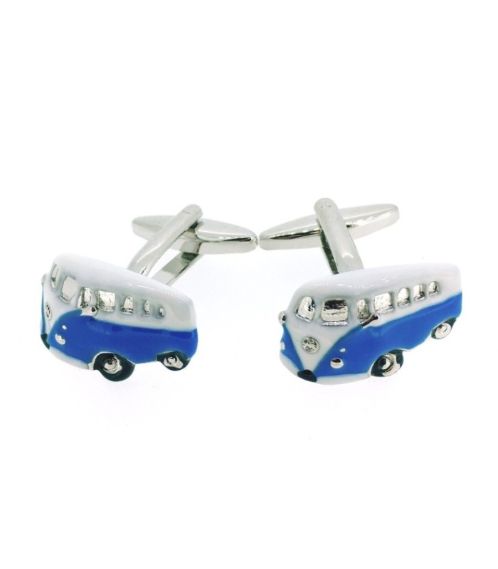 Gemelos para Camisa Furgoneta VW Color Celeste y Blanco