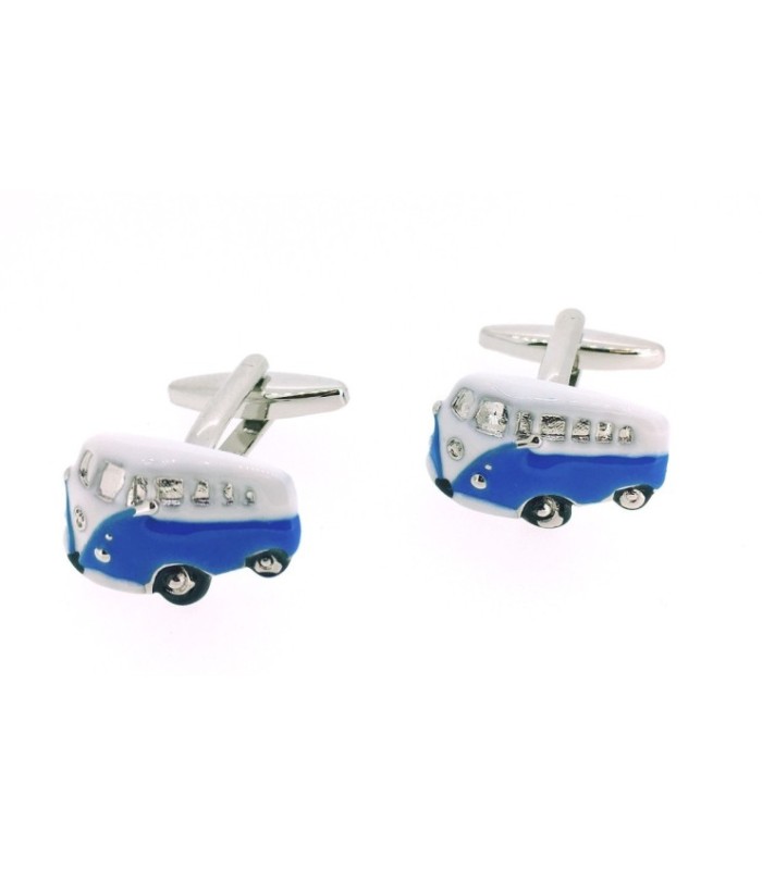 Gemelos para Camisa Furgoneta VW Color Celeste y Blanco
