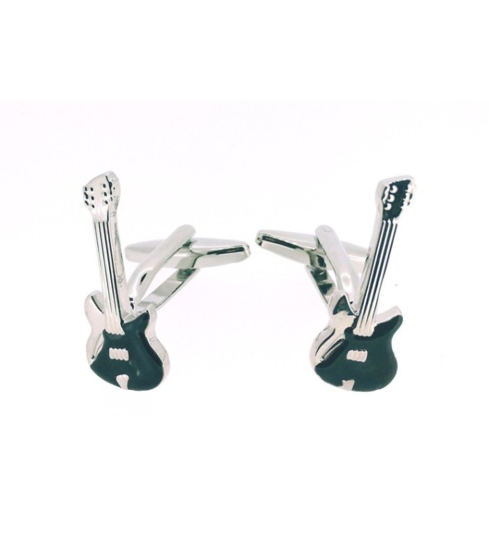 Gemelos para camisa Guitarra Eléctrica Negra y Acero