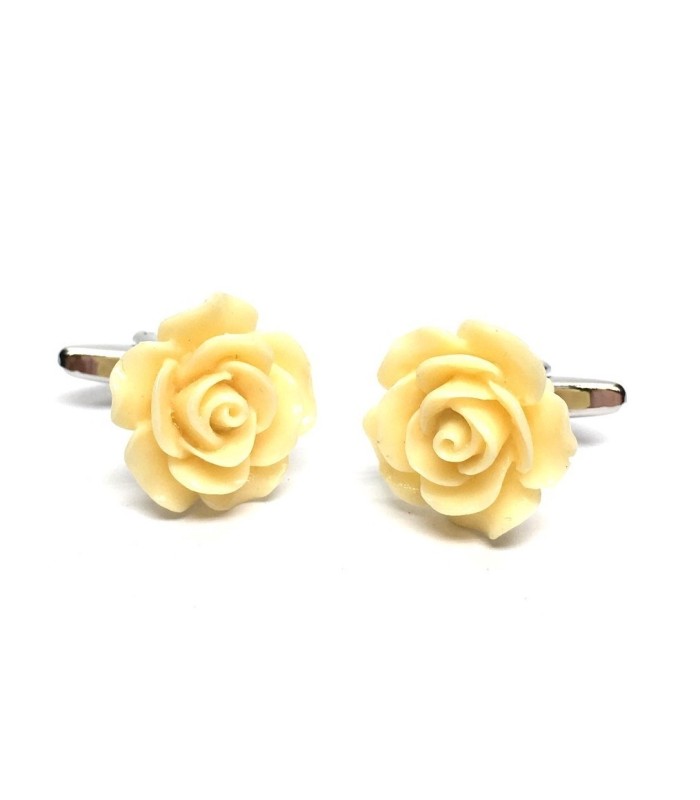 Gemelos para camisa Ivory Rose Flower Cufflinks