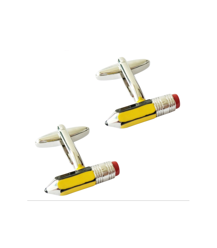 Gemelos para camisa Lapicero negro y Amarillo 3D Esmaltado