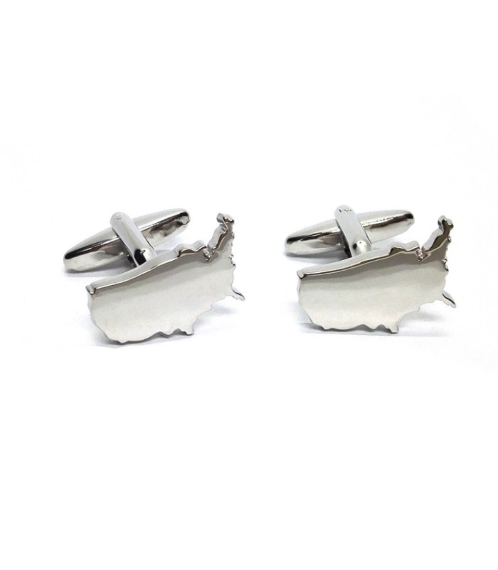 Gemelos para camisa Mapa de Estados Unidos Plateado