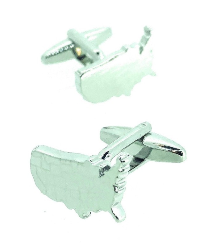 Gemelos para camisa Mapa de Estados Unidos Plateado