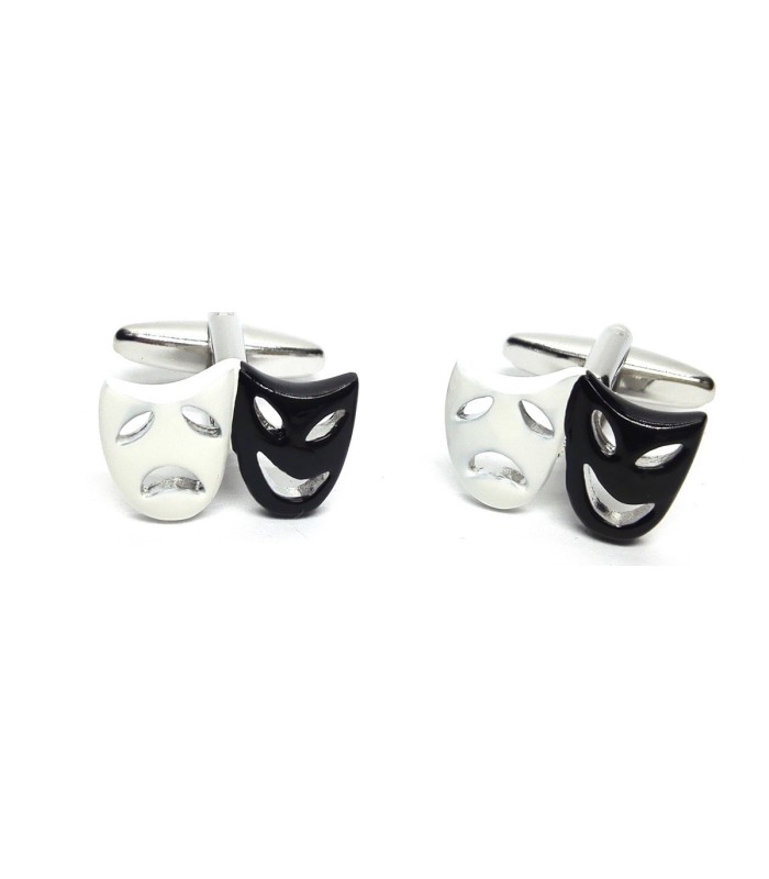 Gemelos para camisa Máscaras de Opera Blanca y Negra