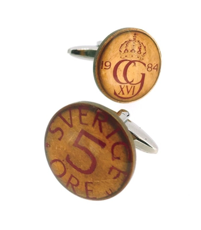 Gemelos Camisa Moneda 5 ORE Suecia CG XVI