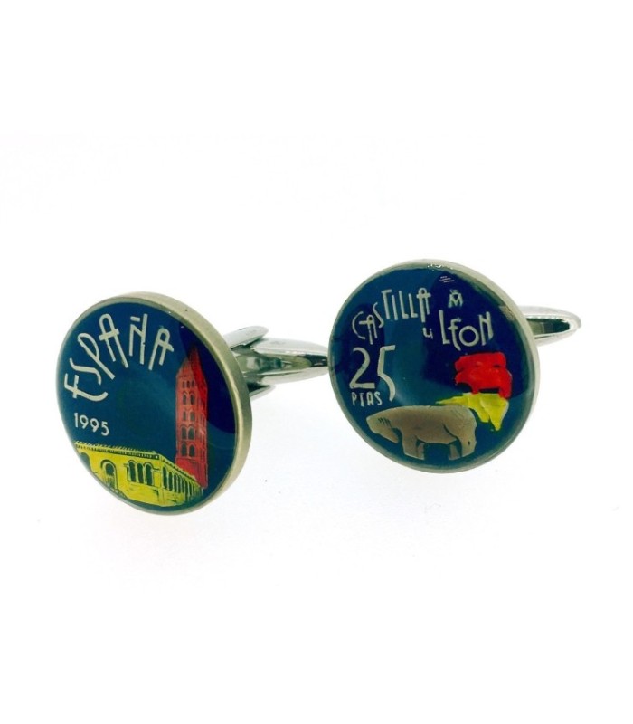 Gemelos Camisa Moneda de 25 Pesetas Homenaje a Castilla Leon