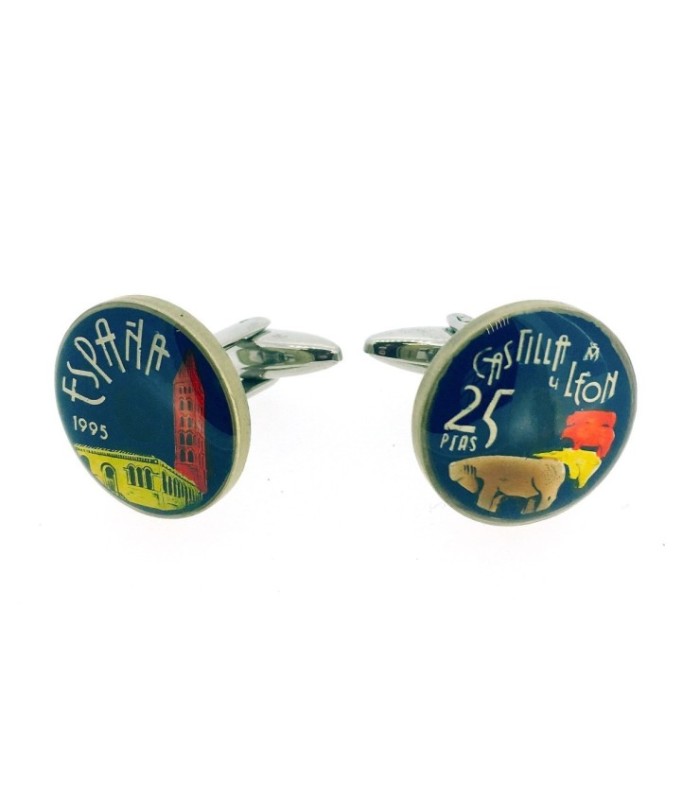 Gemelos Camisa Moneda de 25 Pesetas Homenaje a Castilla Leon