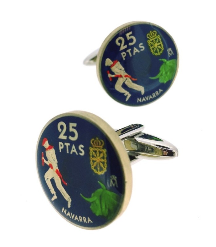 Gemelos Camisa Moneda de 25 Pesetas Homenaje a Navarra