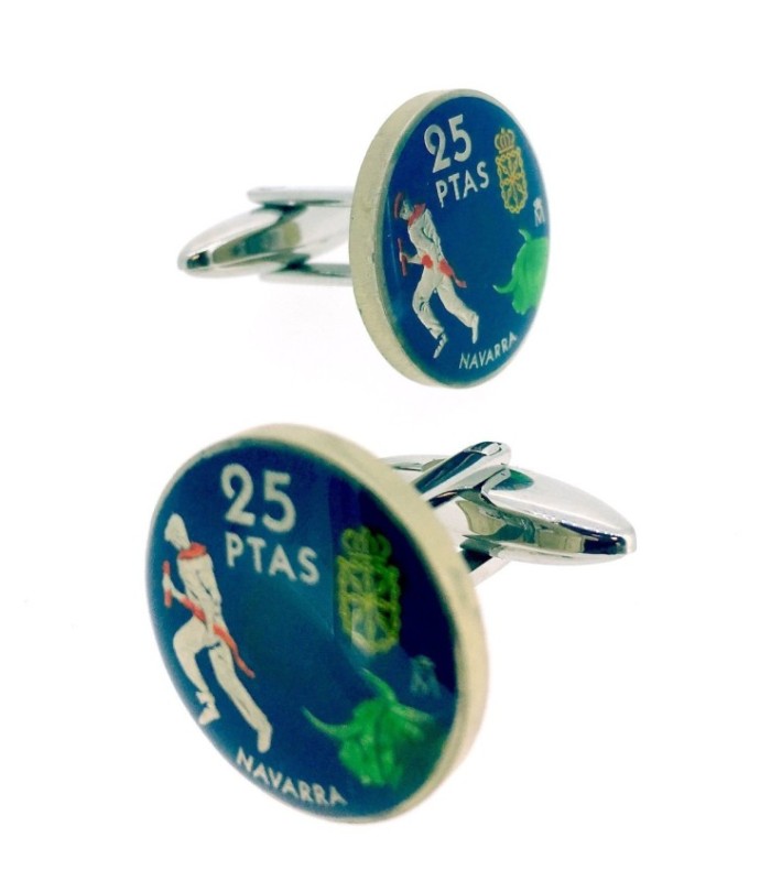 Gemelos Camisa Moneda de 25 Pesetas Homenaje a Navarra