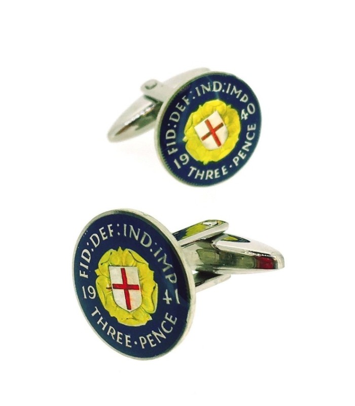 Gemelos Camisa Moneda de 3 Peniques UK años 40