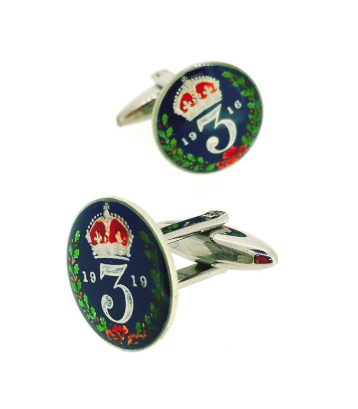 Gemelos Camisa Moneda de 3 Peniques UK principios del S.XX