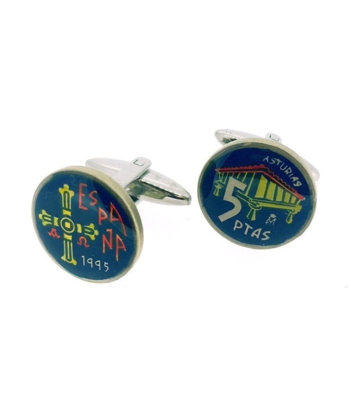 Gemelos Camisa Moneda de 5 Pesetas Homenaje a Asturias