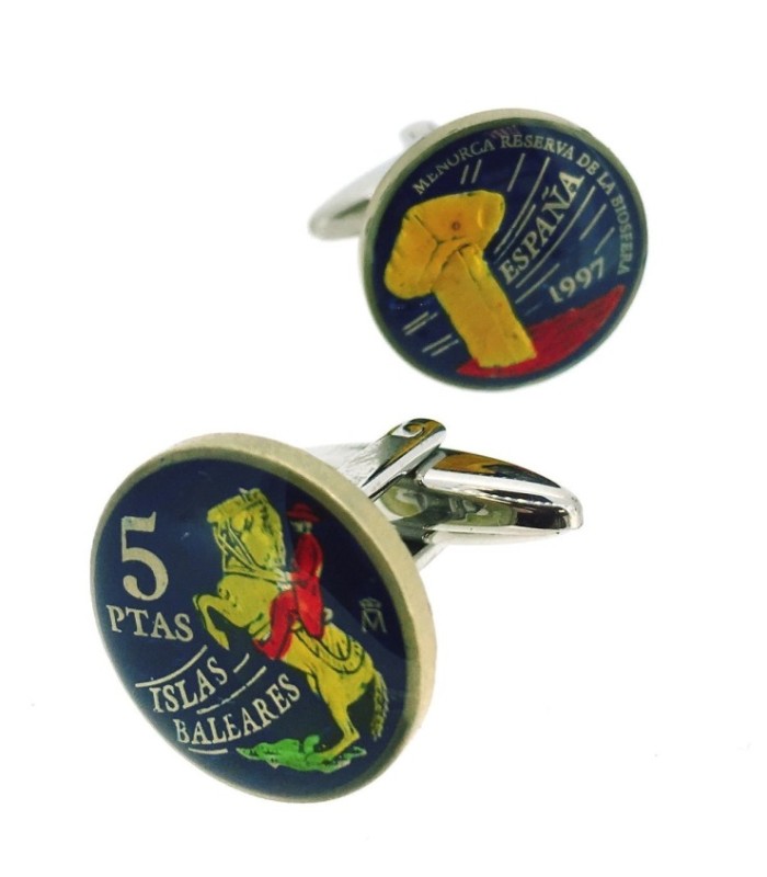 Gemelos Camisa Moneda de 5 Pesetas Homenaje a Islas Baleares