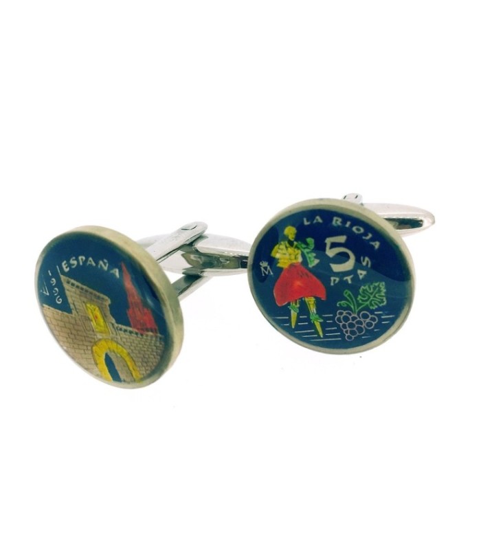 Gemelos Camisa Moneda de 5 Pesetas Homenaje a La Rioja
