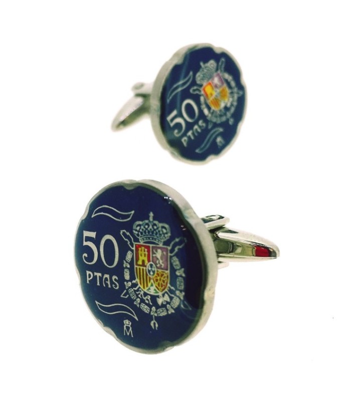 Gemelos Camisa Moneda de 50 Ptas Edición Especial SM Juan Carlos I