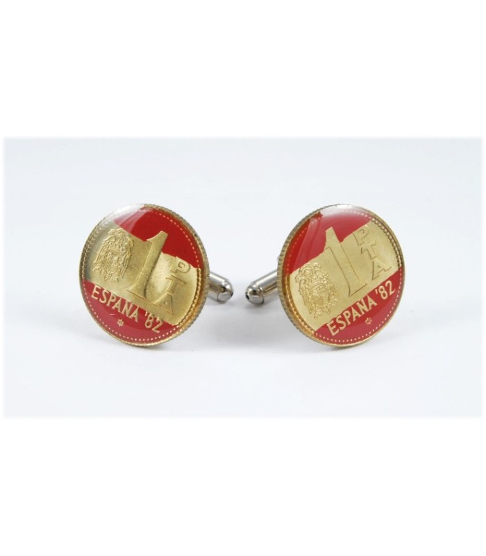 Gemelos Camisa Moneda Peseta Mundial 82 Bandera Española