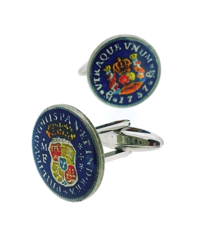 Gemelos Camisa Moneda Replica 1/2 Real de Felipe V 1737