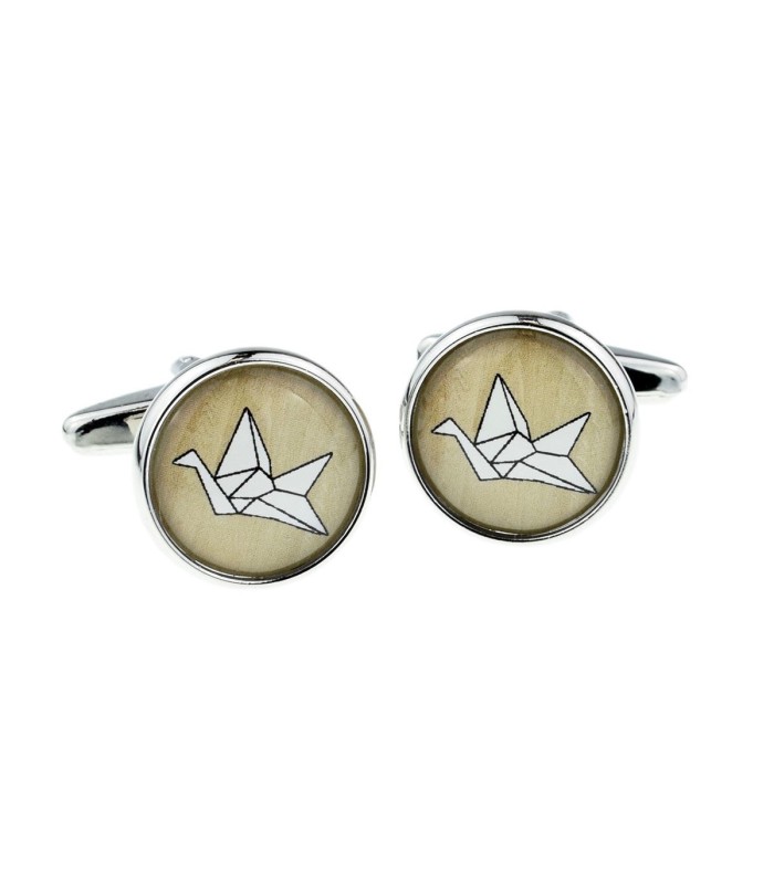 Gemelos para camisa Papiroflexia Origami Pájaro