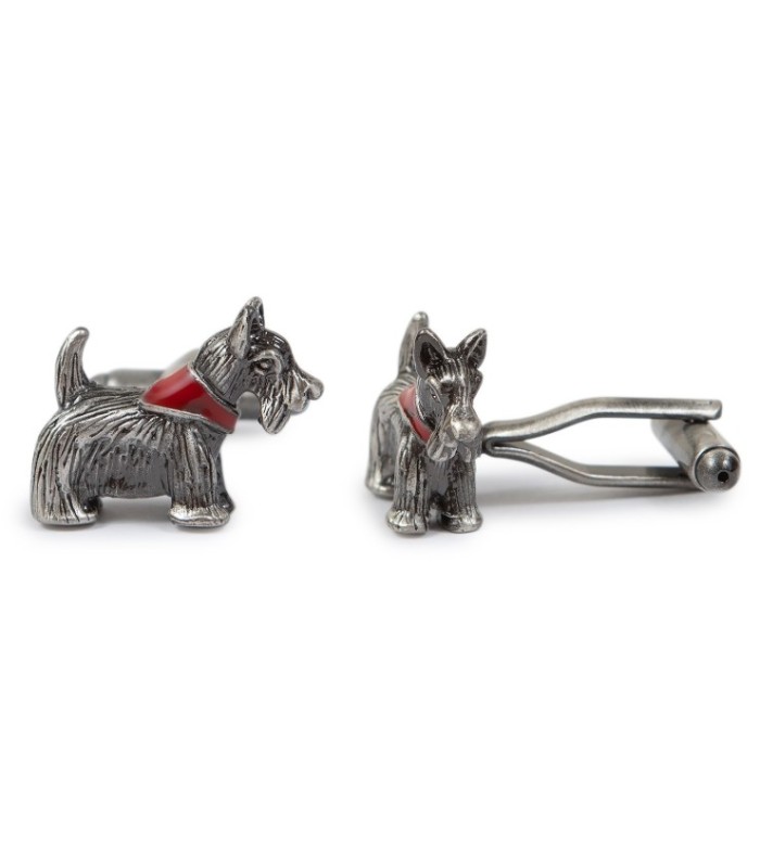 Gemelos para Camisa Perro Terrier Acero Perrito 25x15 mm