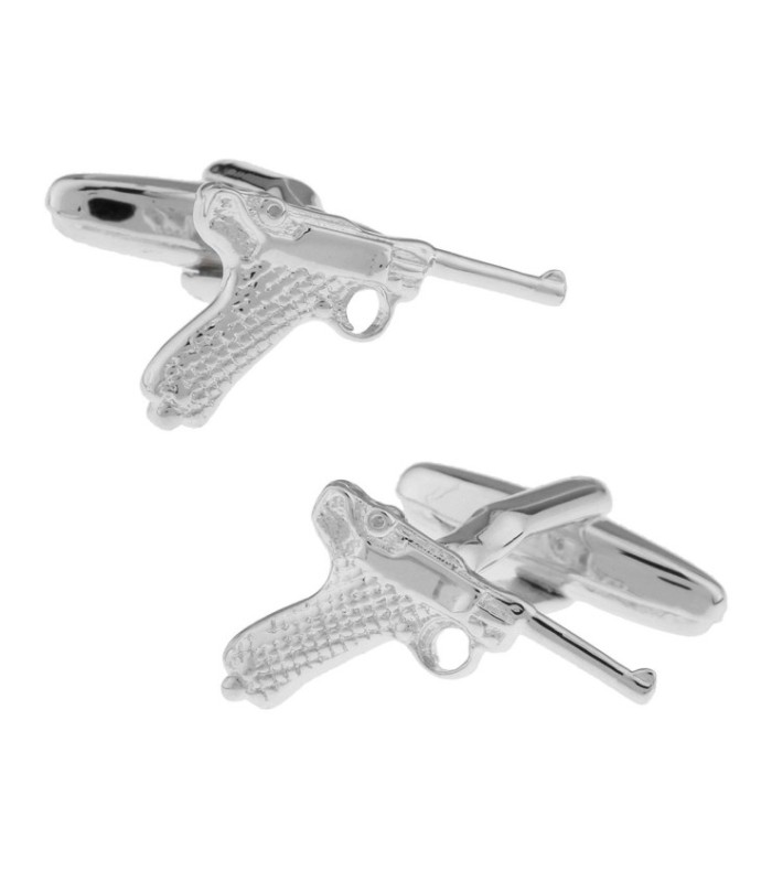 Gemelos para Camisa Pistola Luger Plateado