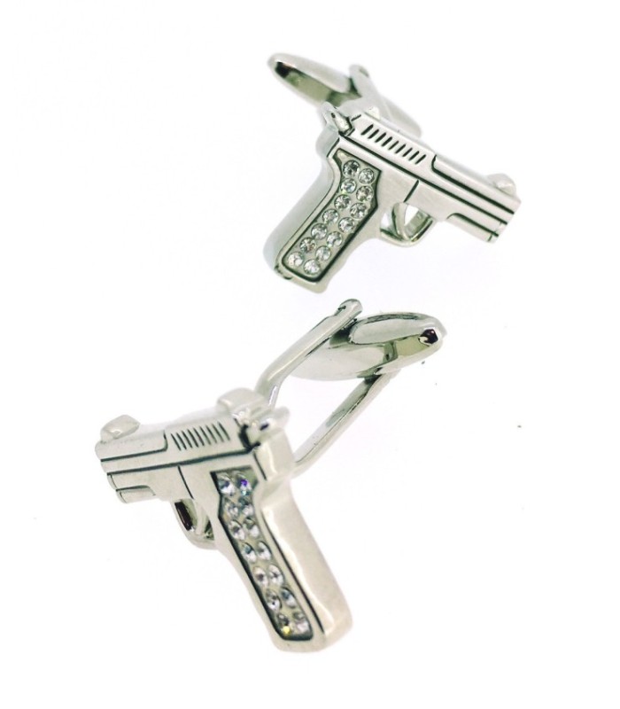 Gemelos para camisa Pistola Revolver Cristal