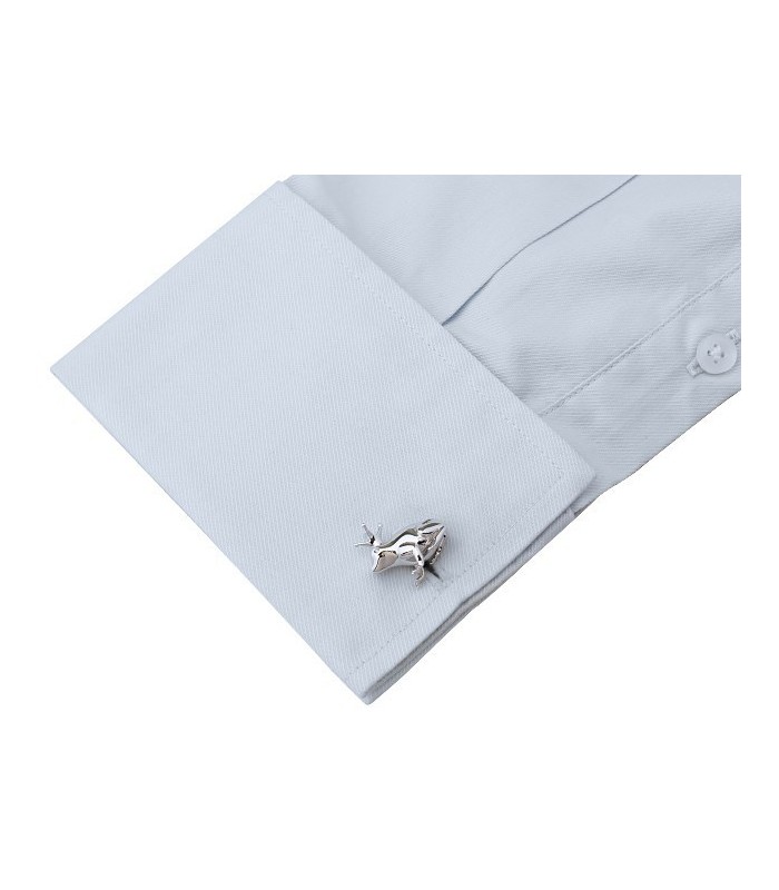 Gemelos para camisa Rana con Corona Plateada