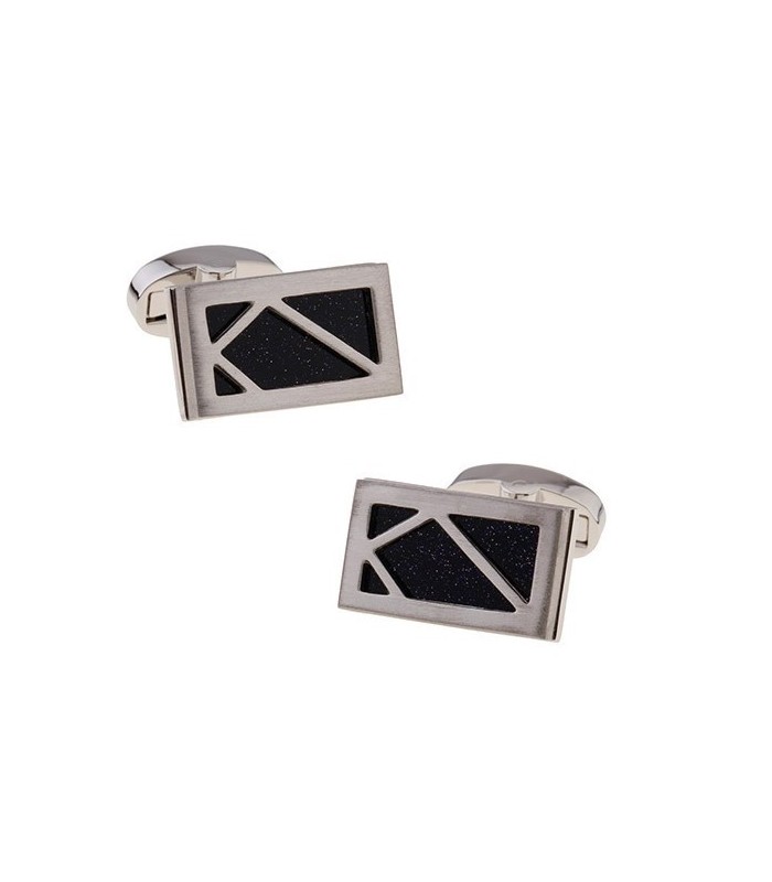 Gemelos para Camisa Rectangulares Acero y Negro