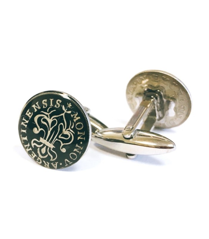 Gemelos Replica Moneda 1 Sol Francia Louis XIV Año 1682 Negro Anverso Flor de Lis