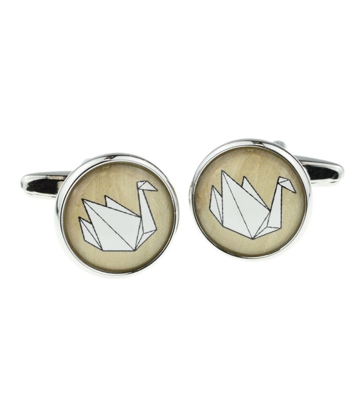 Gemelos para camisa Papiroflexia Origami Cisne
