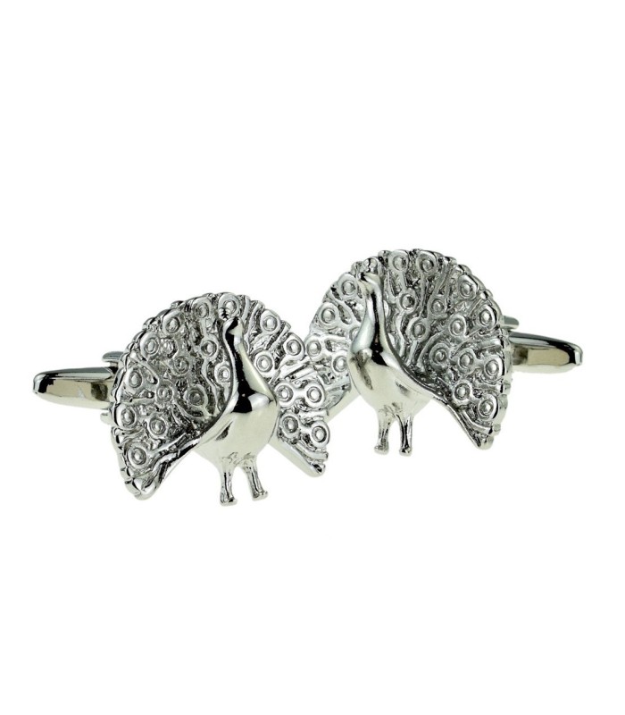 Gemelos para camisa Pavo Real 3D Plateado