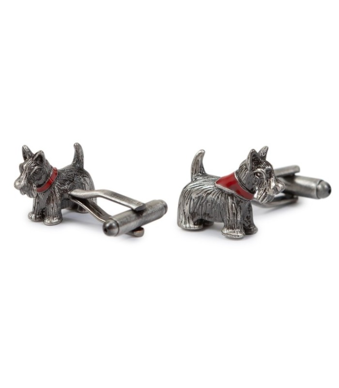 Gemelos para Camisa Perro Terrier Acero Perrito 25x15 mm