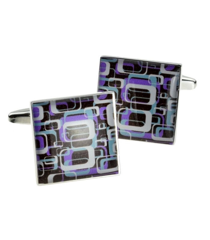 Gemelos para camisa Rectangulares Círculos Retro