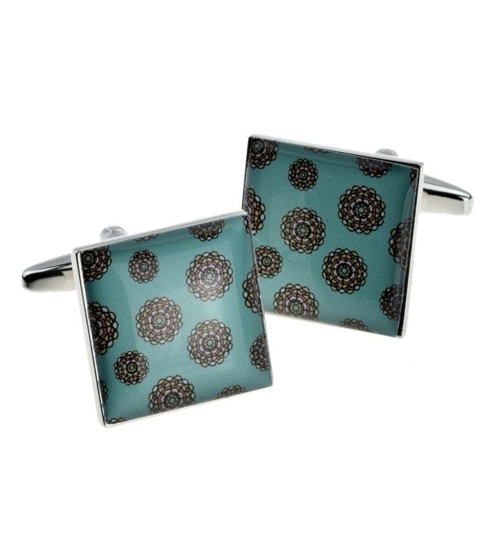 Gemelos para camisa Rectangulares Flores Retro Modelo 2