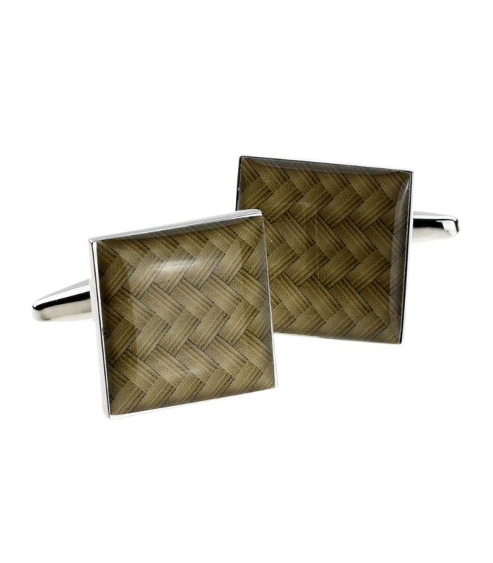 Gemelos para camisa Rectangulares Imitación Mimbre