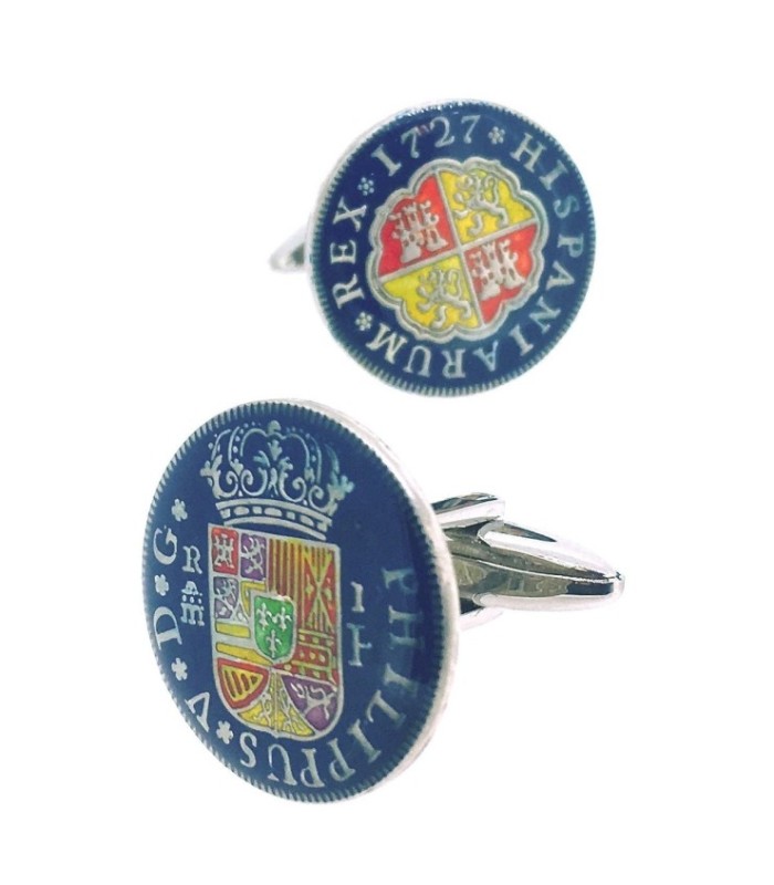 Gemelos Replica Moneda 1 Real Español Felipe V 1727