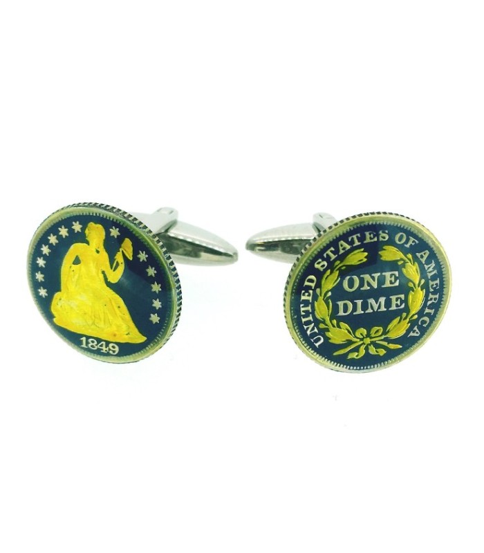 Gemelos Replica Moneda One Dime USA 1849