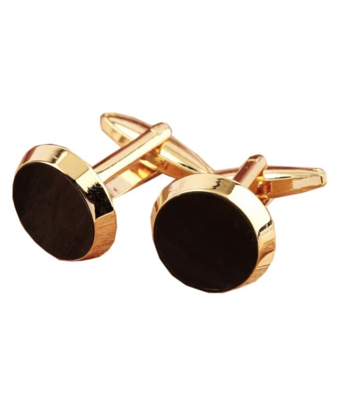 Gemelos para camisa Round Wedding Golden Black Nacared