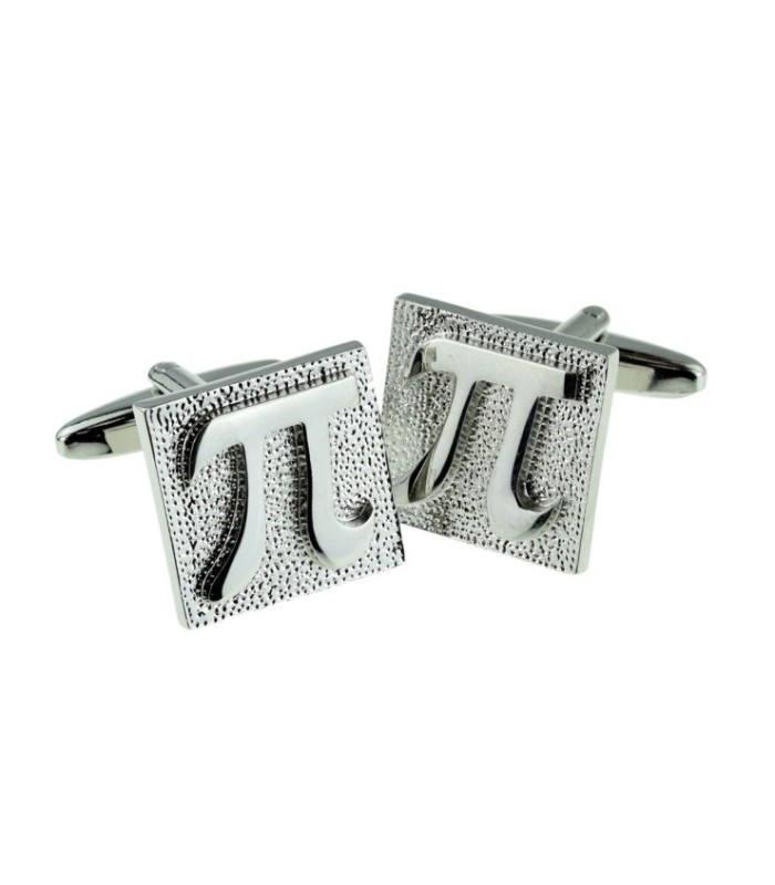 Gemelos para camisa Símbolo Matemático Pi Plateado