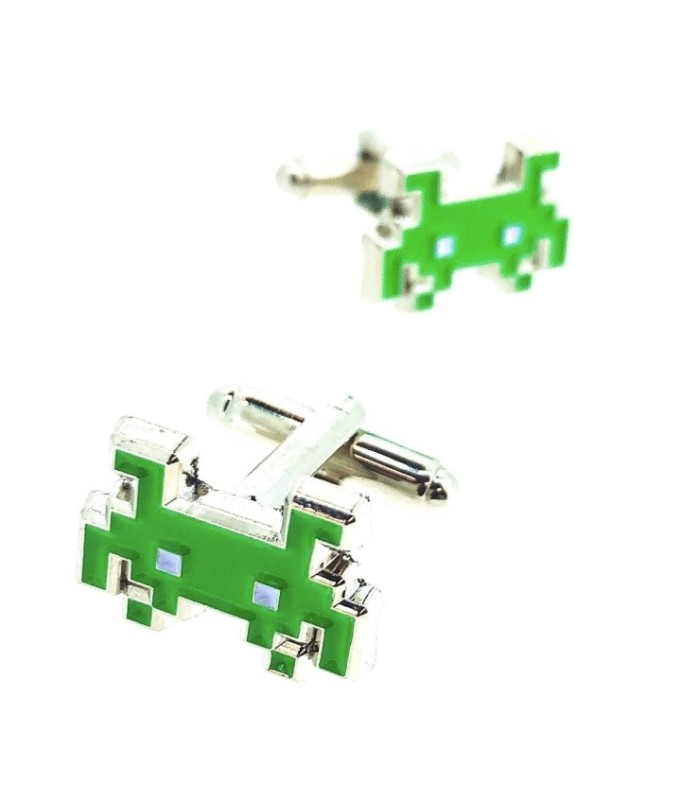 Gemelos para Camisa Space Invaders 8 bits Dark Green