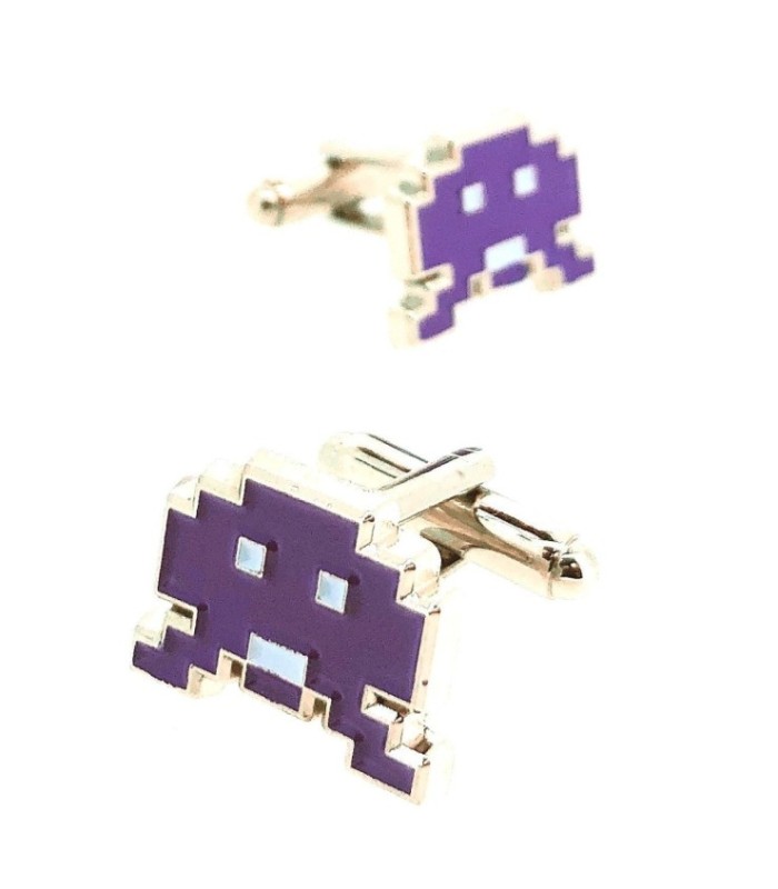 Gemelos para Camisa Space Invaders 8 bits Purple