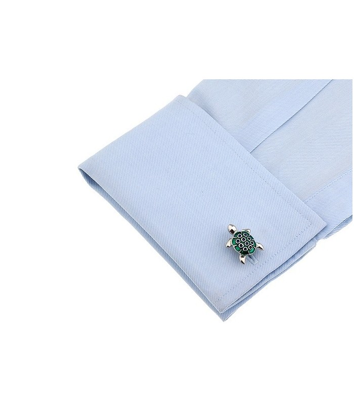 Gemelos para Camisa Tortuga Verde Esmaltada
