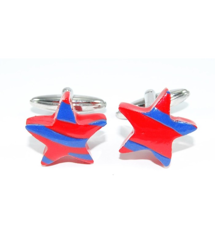 Gemelos para camisa Unoiss Estrellas Rojas y Azules