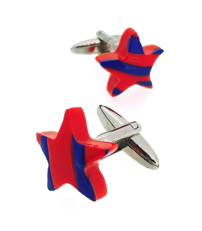 Gemelos para camisa Unoiss Estrellas Rojas y Azules