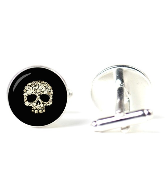Gemelos para camisas Magglass Calavera Flores